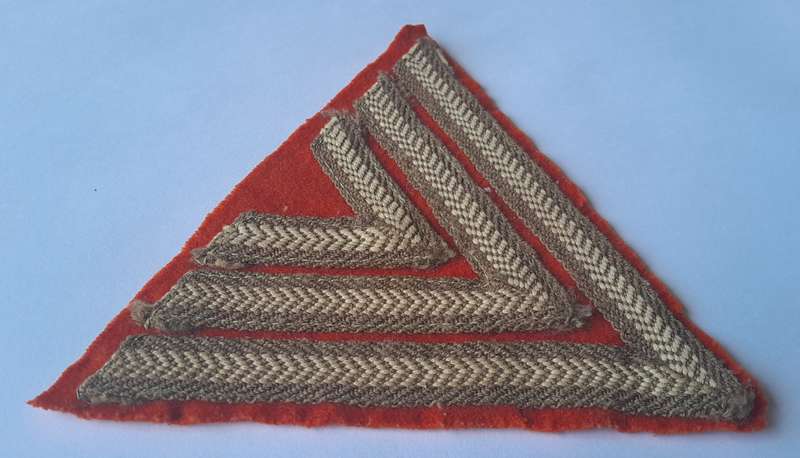 WW2 SA Army Sergeant's Rank Stripes With Orange S.P.F.S Backing.
