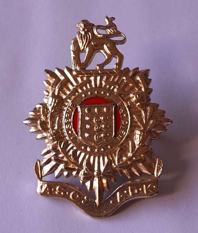 SADF Admin Service Corps Cap Badge.  All Screw Lugs Intact.