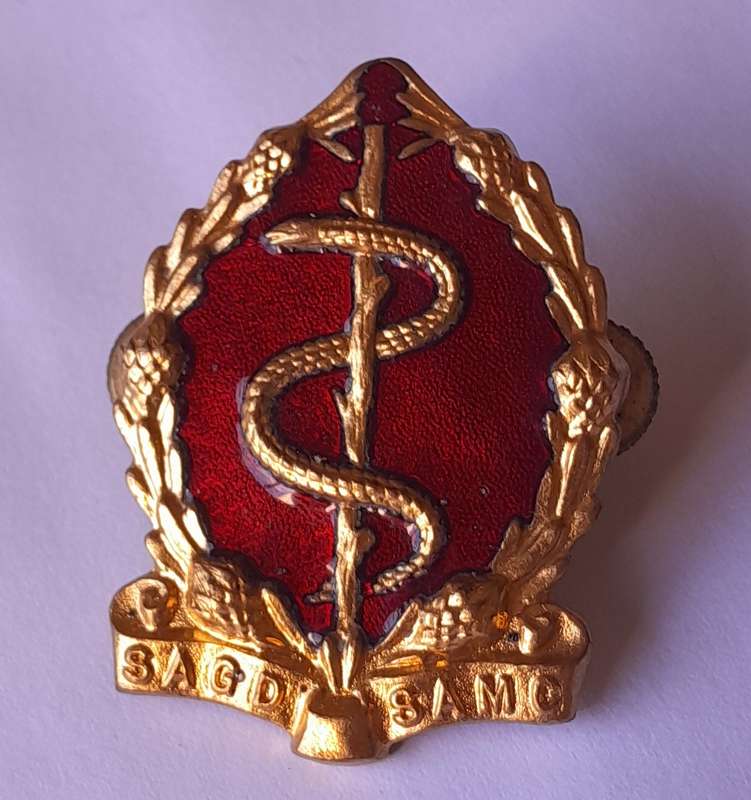 SA Medical Corps (SAMC) Badges.  Beret & Collar.  Lugs/Pins Intact.