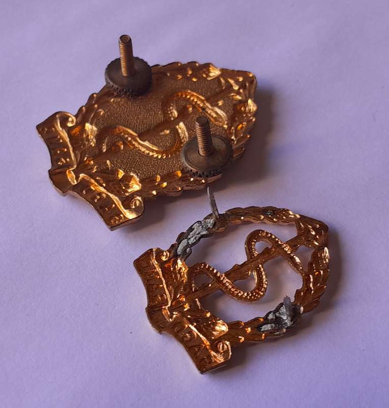SA Medical Corps (SAMC) Badges.  Beret & Collar.  Lugs/Pins Intact.