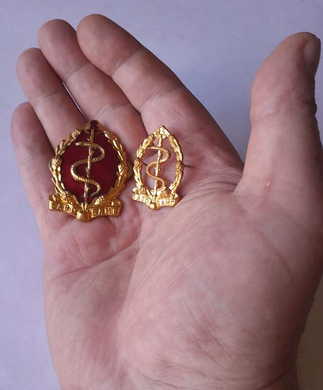 SA Medical Corps (SAMC) Badges.  Beret & Collar.  Lugs/Pins Intact.