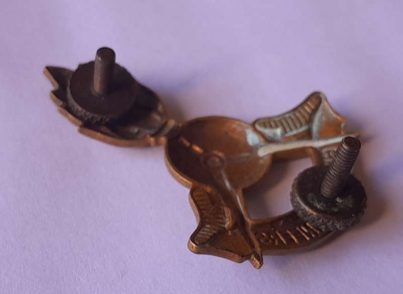 SA Army Genie / Engineers Cap Badge.  All Screw Lugs Intact.