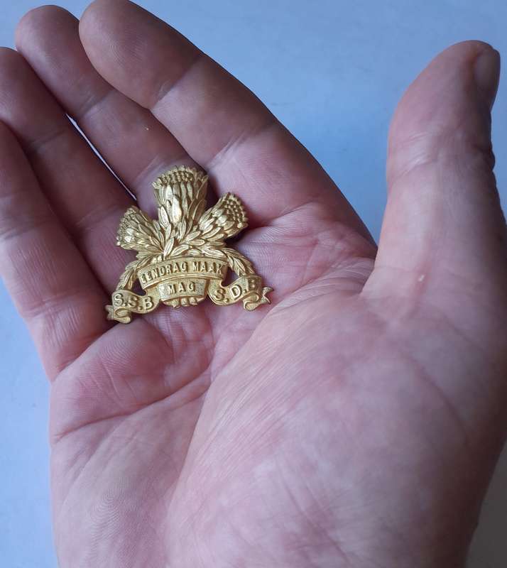 SA Army Special Service Battalion Cap Badge.  Lugs Intact.