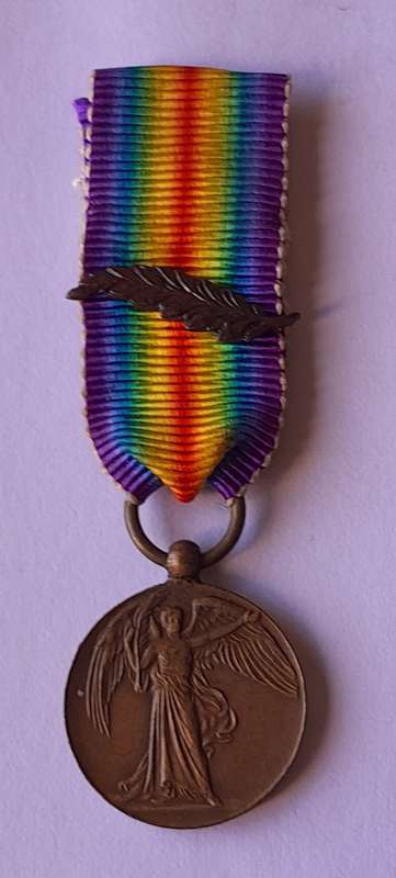 WW1 Miniature Victory Medal with MID Oak Leaf Clasp.
