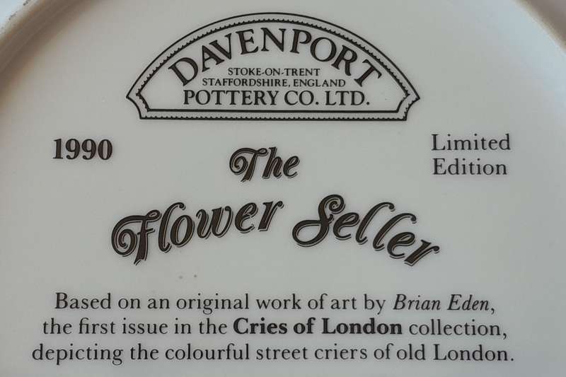 Vintage Davenport Limited Edition Collector's Plate. "The Flower Seller". 20cm.