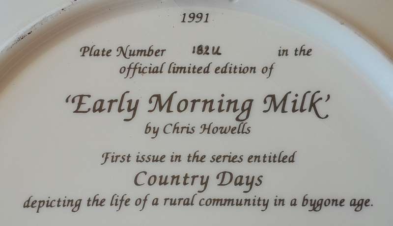 Vintage Wedgwood Limited Edition Collector's Plate. "Early Morning Milk". 20.5cm.