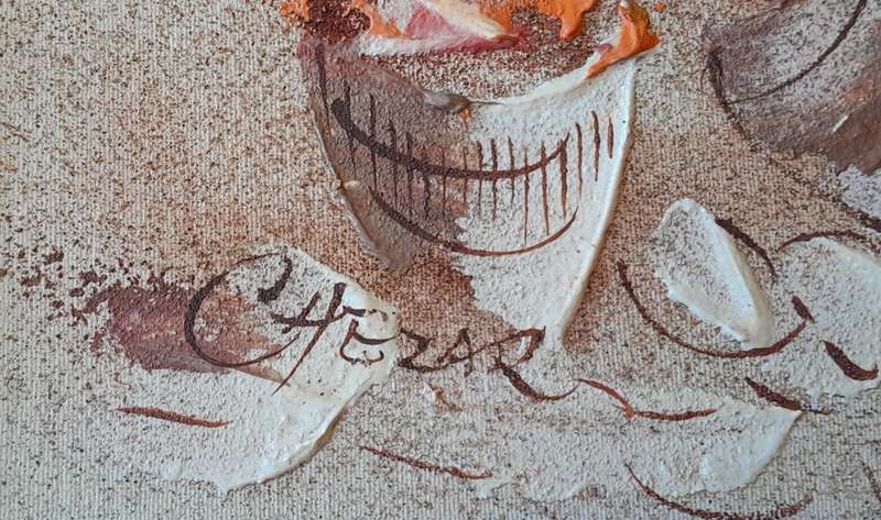 Framed Boris Chezar (1913-2008) Sand Oil on Board "Street Scene". 69 X 39cm.