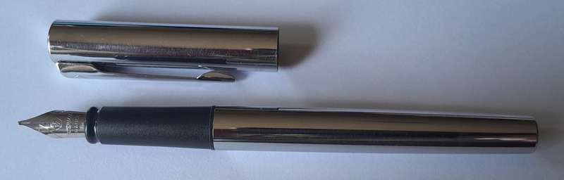 Waterman, France Brushed Chrome Fountain Pen. Engraved Nib. Excellent Condition.