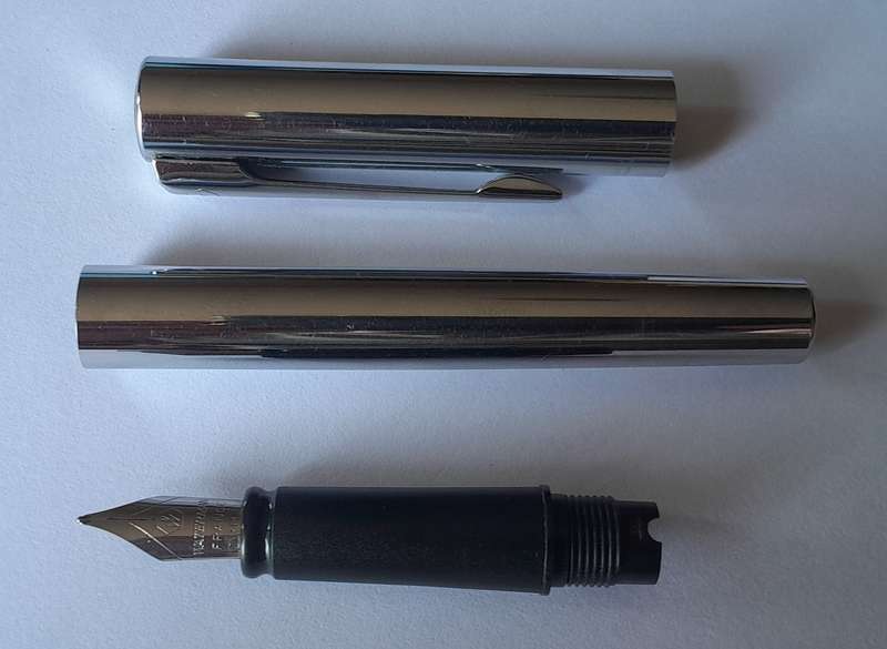 Waterman, France Brushed Chrome Fountain Pen. Engraved Nib. Excellent Condition.