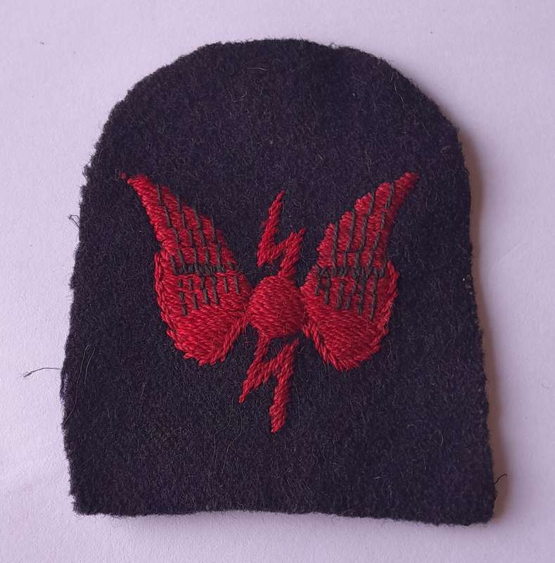 Early British Navy Wireless Telegraphist Patch Badge.