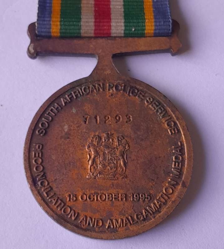 SA Police Reconciliation and Amalgamation Medal.  Numbered. Pin Intact.