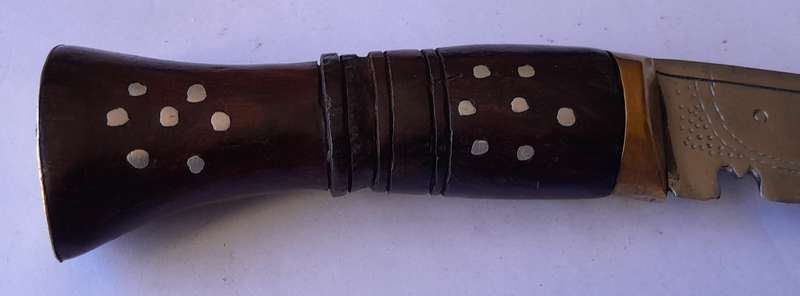 Vintage Nepalese Gurkha Kukri Dagger with Engraved Blade and Scabbard.