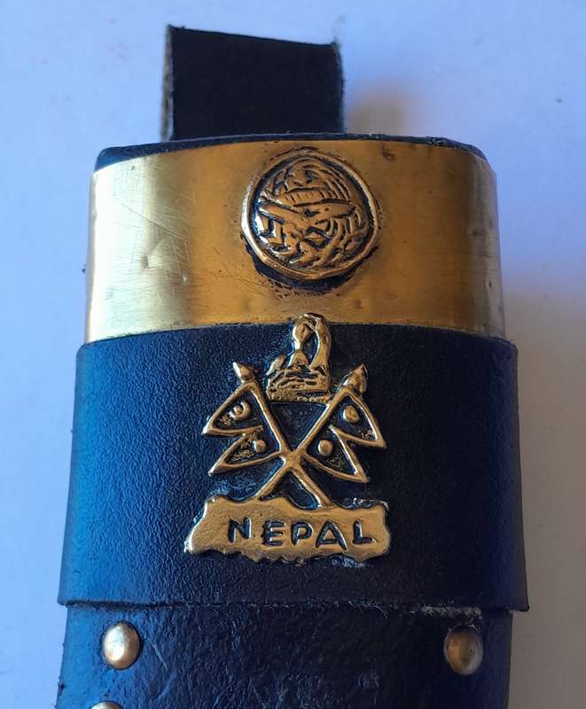 Vintage Nepalese Gurkha Kukri Dagger with Engraved Blade and Scabbard.