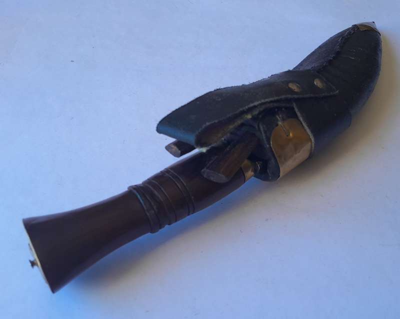 Vintage Nepalese Gurkha Kukri Dagger with Engraved Blade and Scabbard.