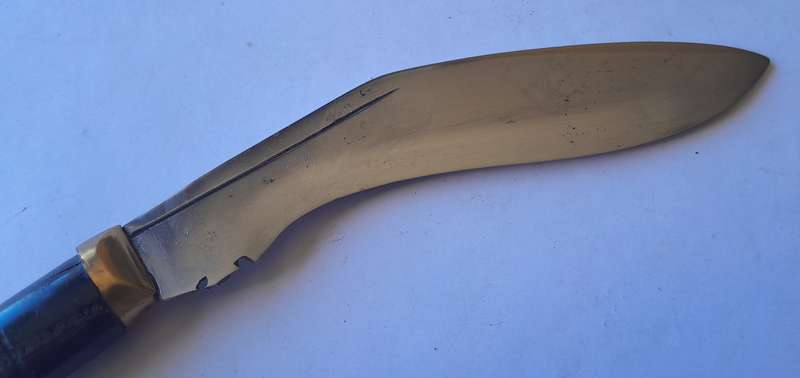 Vintage Khotimora Kukri with Inlaid Brass and Embossed Silver Scabbard.