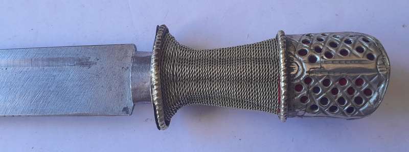 Antique Bhutanese Belt Mounted Dagger with Embossed Scabbard.