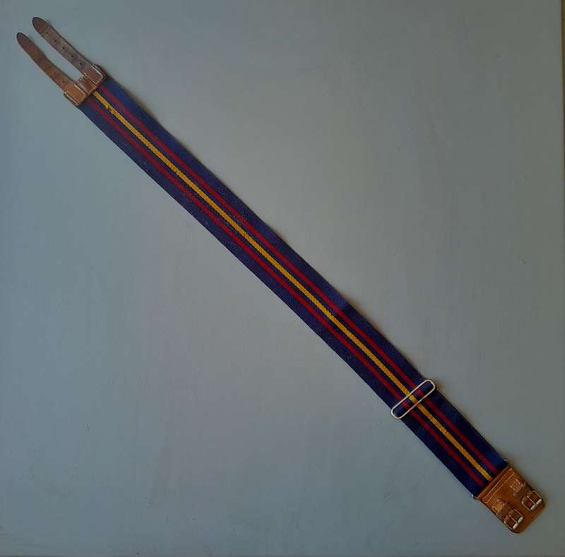 Vintage British Army 44 Parachute Ordnance Field Park, RAOC Stable Belt With Leather Straps.