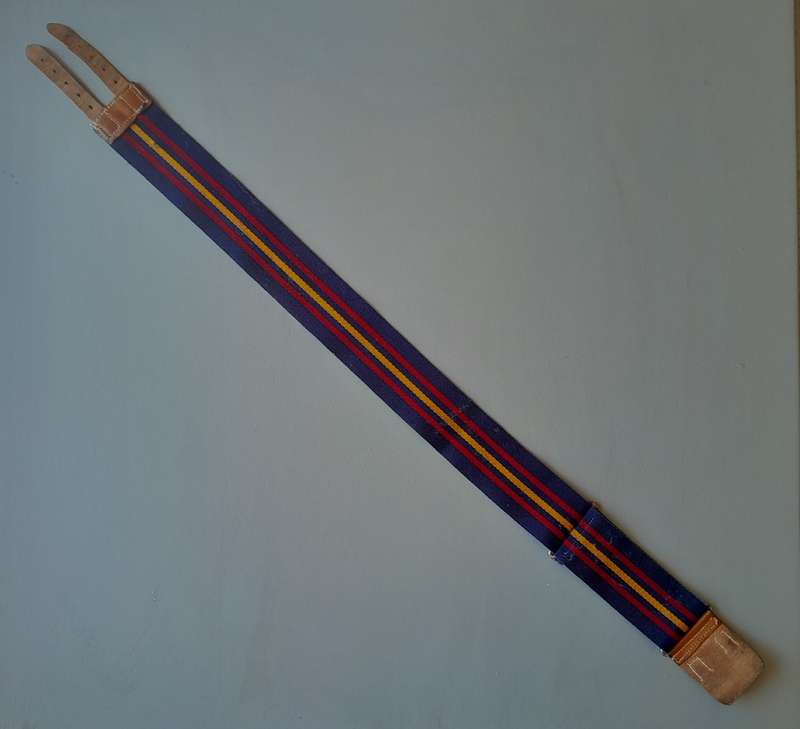 Vintage British Army 44 Parachute Ordnance Field Park, RAOC Stable Belt With Leather Straps.