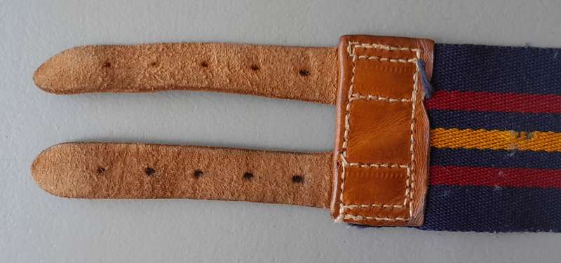 Vintage British Army 44 Parachute Ordnance Field Park, RAOC Stable Belt With Leather Straps.
