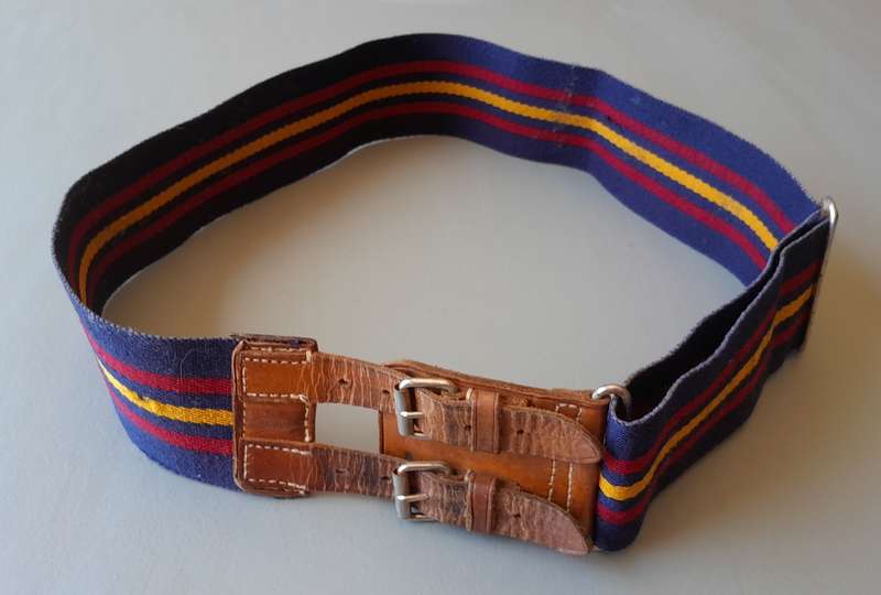 Vintage British Army 44 Parachute Ordnance Field Park, RAOC Stable Belt With Leather Straps.