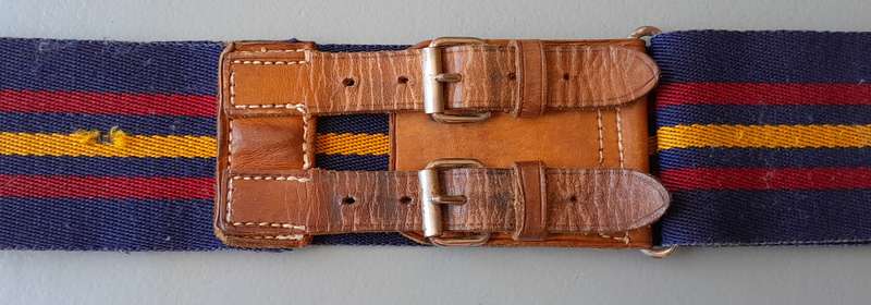 Vintage British Army 44 Parachute Ordnance Field Park, RAOC Stable Belt With Leather Straps.