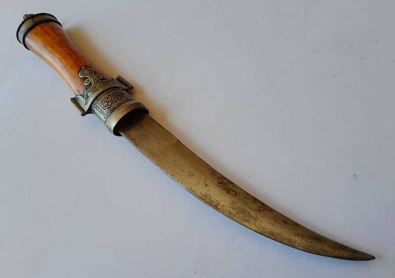 Vintage Moroccan Bone Handle Dagger With Scabbard.