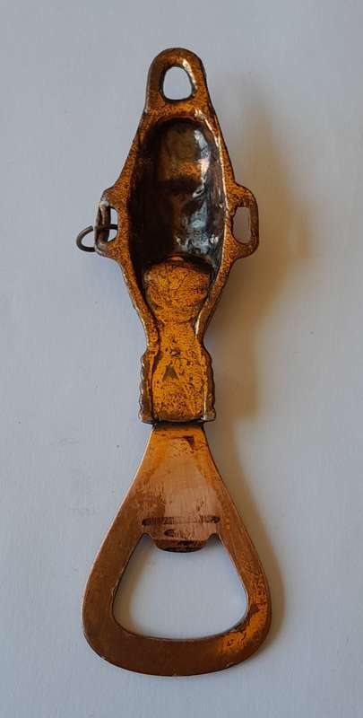 Vintage African Tribal Themed Bottle Opener. Copper Finished. 13cm.