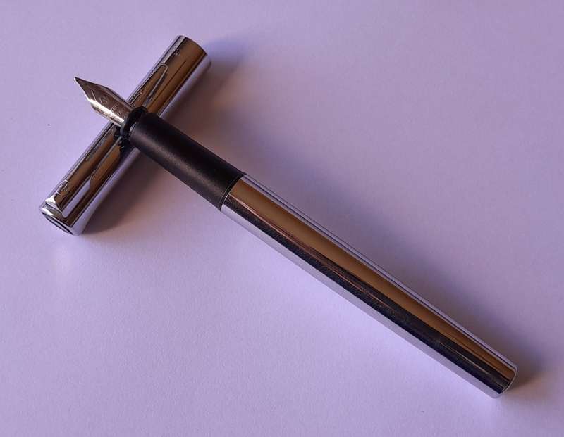 Waterman, France Brushed Chrome Fountain Pen. Engraved Nib. Excellent Condition.
