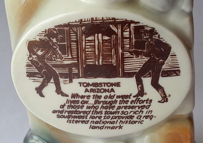 Vintage 1970 Jim Beam Tombstone Arizona Ceramic Decanter. 28cm.