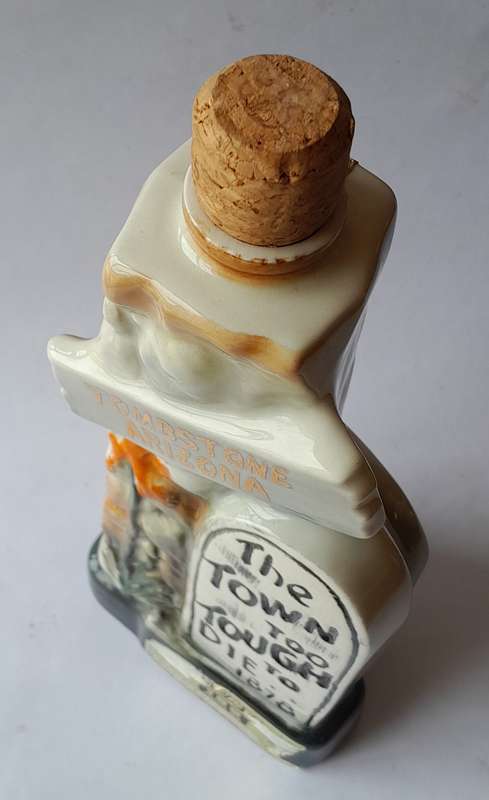 Vintage 1970 Jim Beam Tombstone Arizona Ceramic Decanter. 28cm.