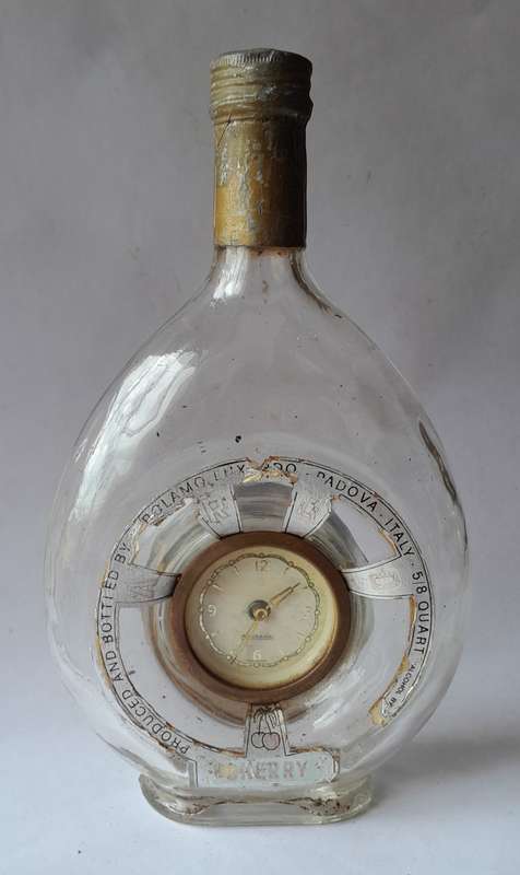 Vintage Girolamo Luxado Cherry Wine Clock Bottle. 26cm.