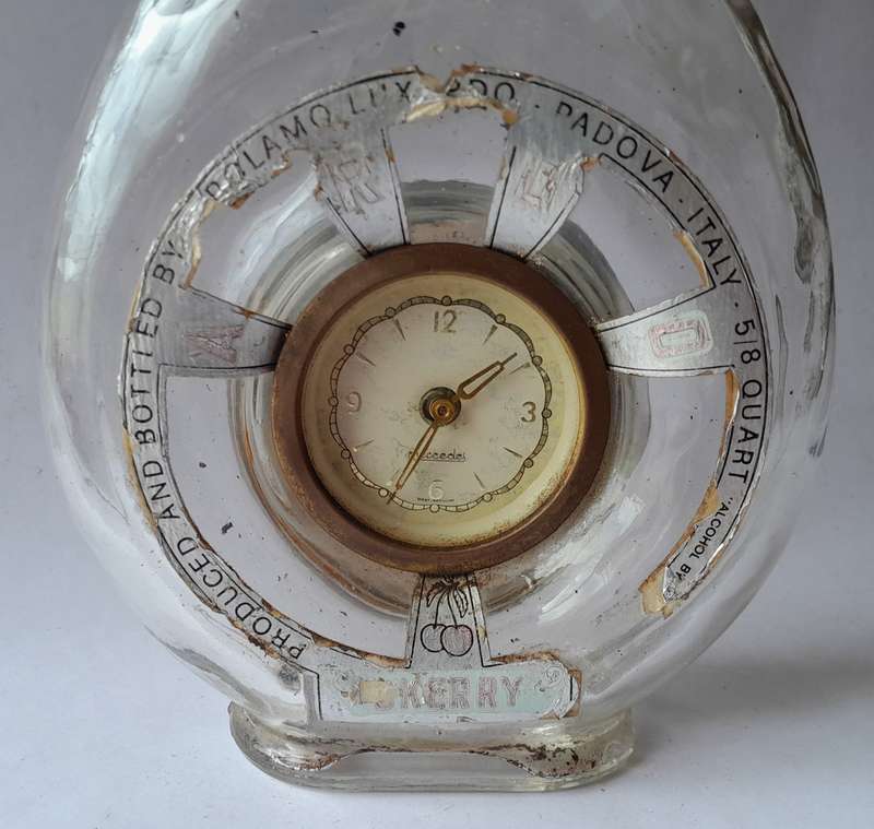 Vintage Girolamo Luxado Cherry Wine Clock Bottle. 26cm.
