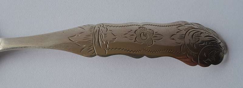 An 1858 Dutch hallmarked solid silver spoon. 833 silver.