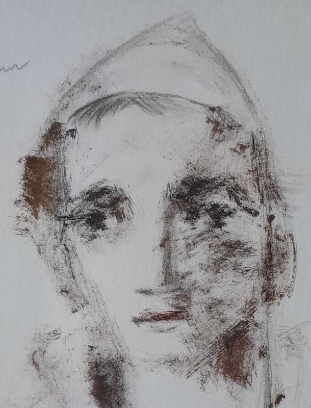 SA Artist Carl Buchner [1921-2003] Watercolour & Charcoal on Paper "Pierrot". Framed (71 x 55cm).
