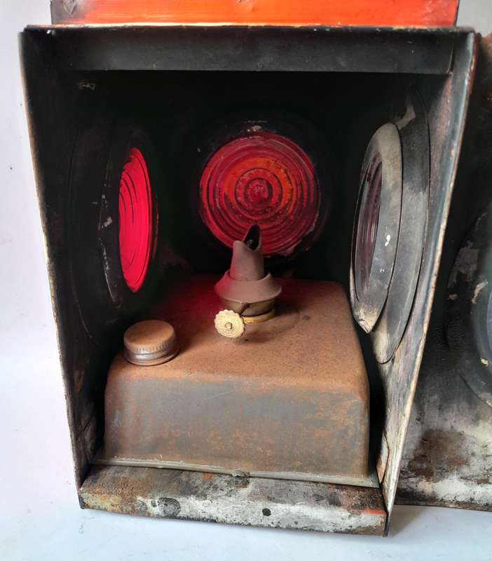 Original Complete "Metalix" Four Sided Railway Lamp. 44cm.
