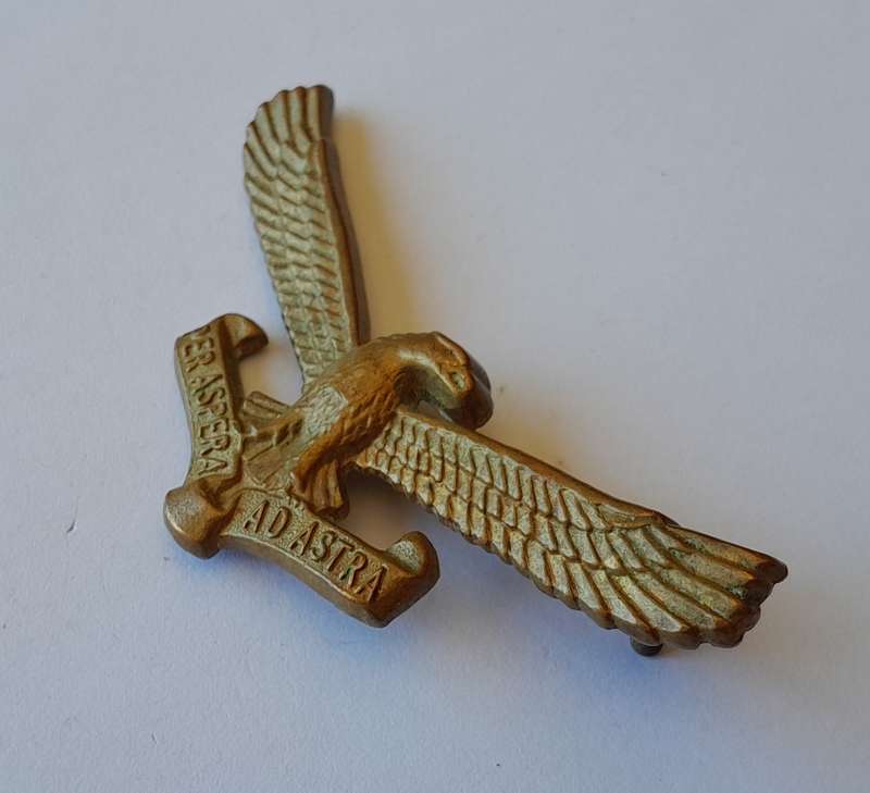 Early SA Air Force Cap Badge.  1 Lug Intact.