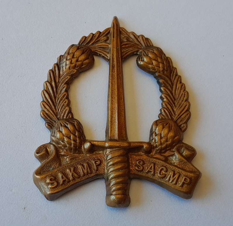 South African Military Police Corps Cap Badge.  No Lugs.