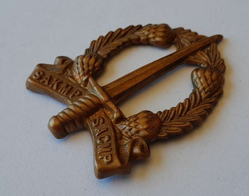South African Military Police Corps Cap Badge.  No Lugs.