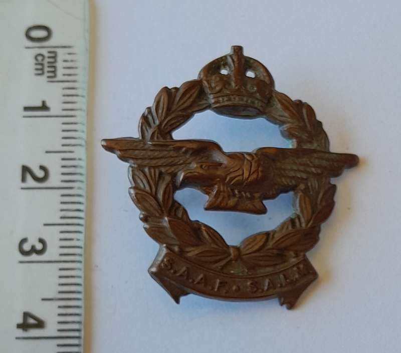 WW2 SA Airforce Collar Badge.  1 Lug Intact.