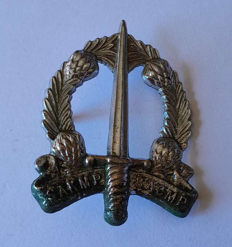 South African Military Police Corps Cap Badge.  No Lugs.