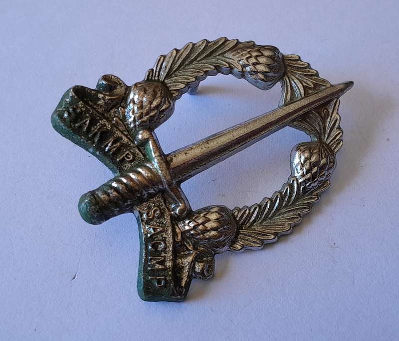 South African Military Police Corps Cap Badge.  No Lugs.