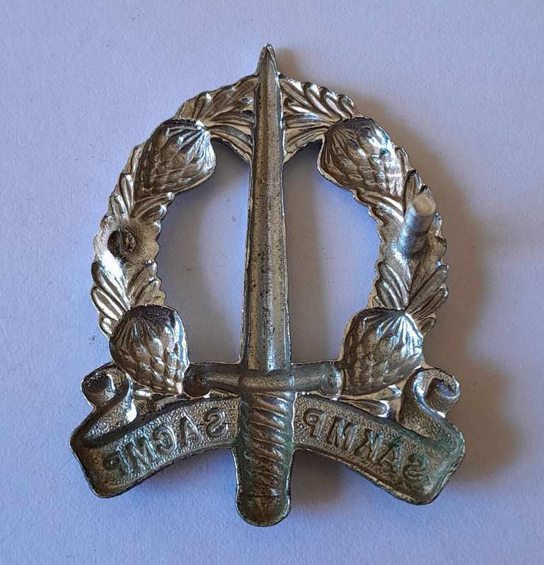 South African Military Police Corps Cap Badge.  No Lugs.