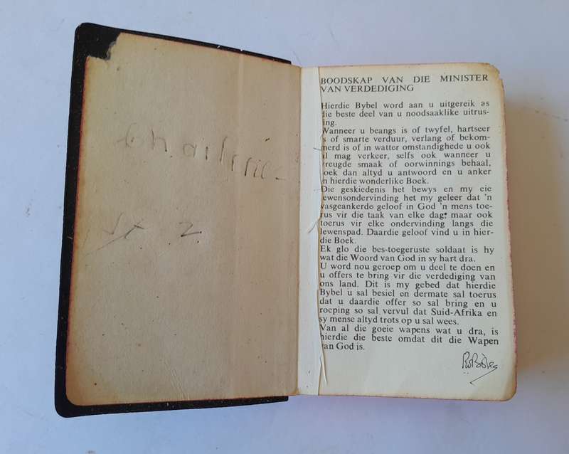 Rare Vintage SADF Issue Afrikaans Bible.