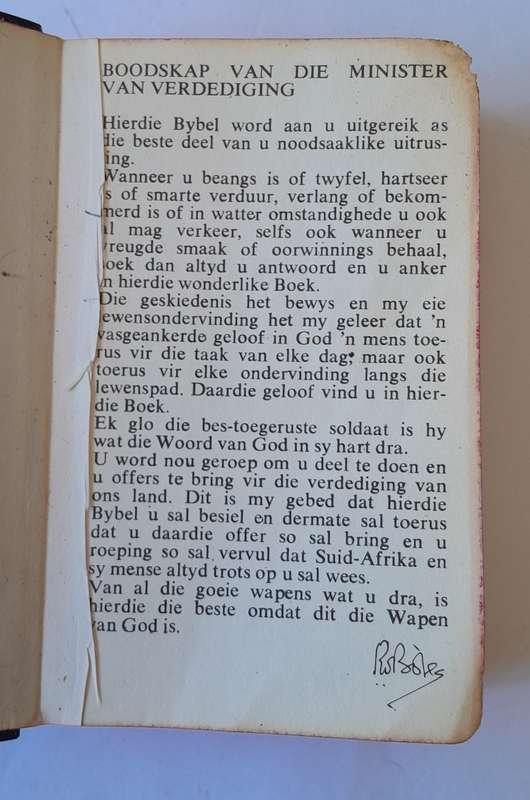 Rare Vintage SADF Issue Afrikaans Bible.