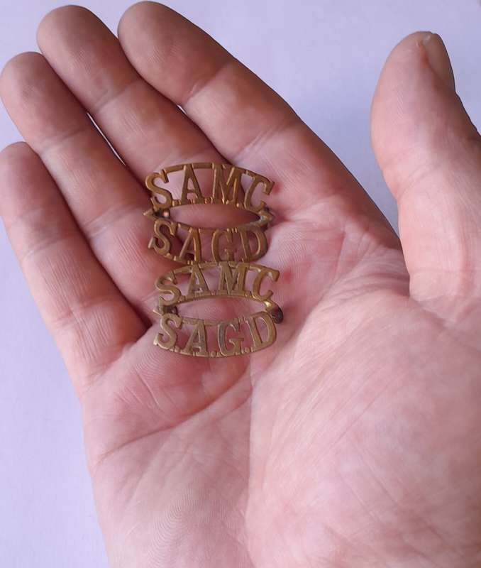 Early Pair SA Medical Corps Shoulder Titles. All Lugs Intact.