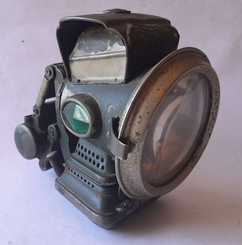 Antique Joseph Lucas "Silver King of the Road" Petroleum Cycle Lamp. Circa 1910.