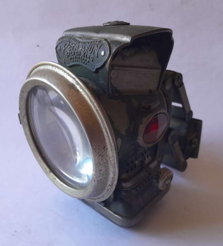 Antique Joseph Lucas "Silver King of the Road" Petroleum Cycle Lamp. Circa 1910.