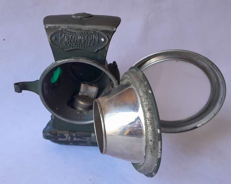 Antique Joseph Lucas "Silver King of the Road" Petroleum Cycle Lamp. Circa 1910.