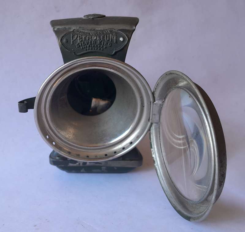 Antique Joseph Lucas "Silver King of the Road" Petroleum Cycle Lamp. Circa 1910.