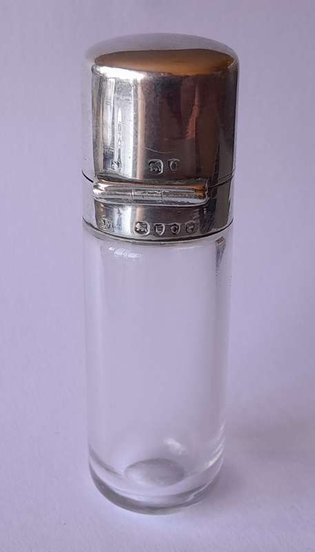Victorian Solid Silver And Glass Flip Top Scent Bottle. Sampson Mordan & Co. London, 1878.